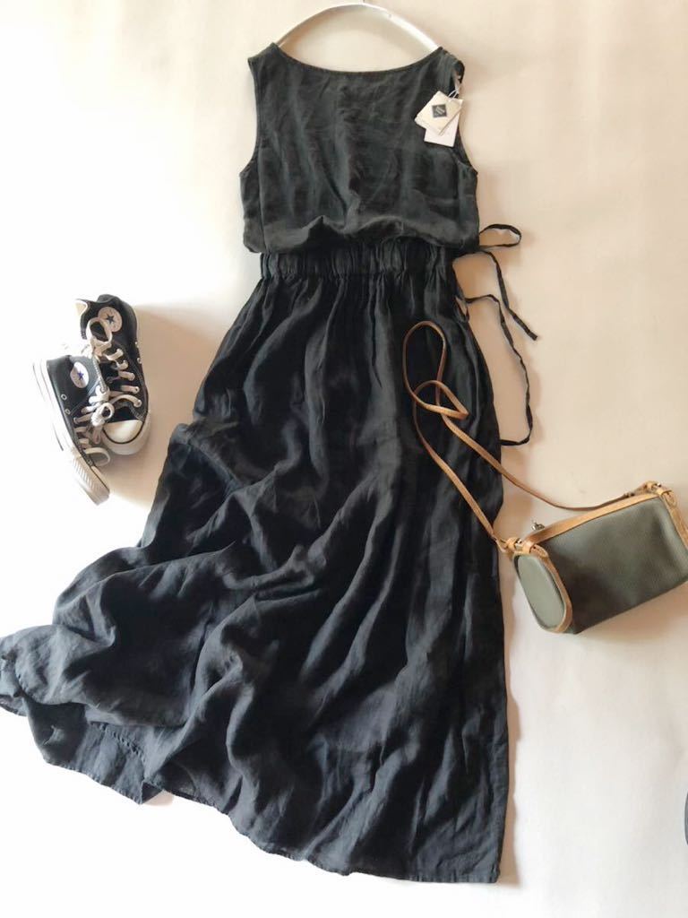 タグ付き未使用♪ユナイテッドアローズ BEAUTY & YOUTH フレンチリネン麻100%大人可愛いブラウジングワンピース♪