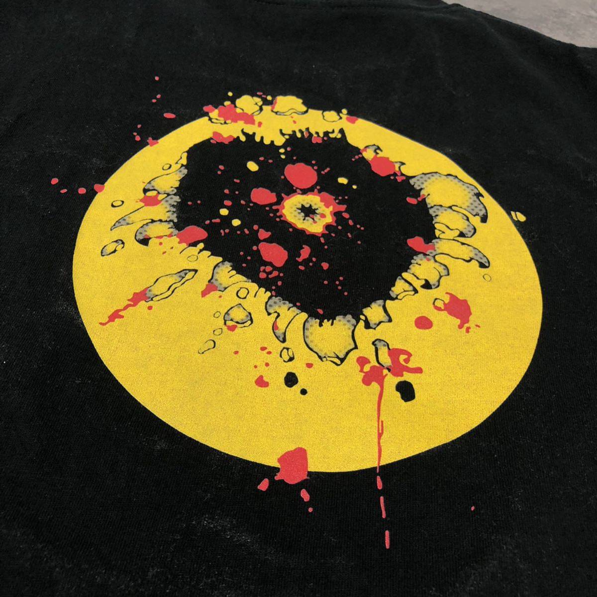 ぶち抜き スマイル Tシャツ スマイリーフェイス 両面プリント 弾痕 