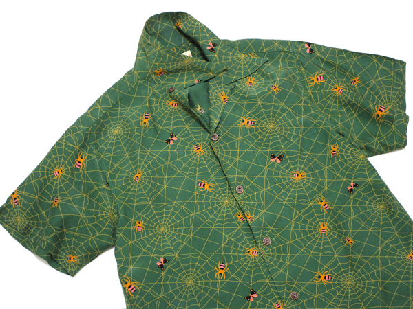 ドライボーンズ アロハシャツ スパイダーウェブ 蜘蛛の巣柄 size S