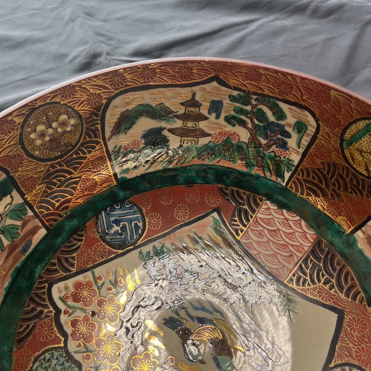 古九谷 香炉】 色絵 花鳥 陶器 九谷 九谷焼 九谷青郊 花鳥模様の陶器鉢