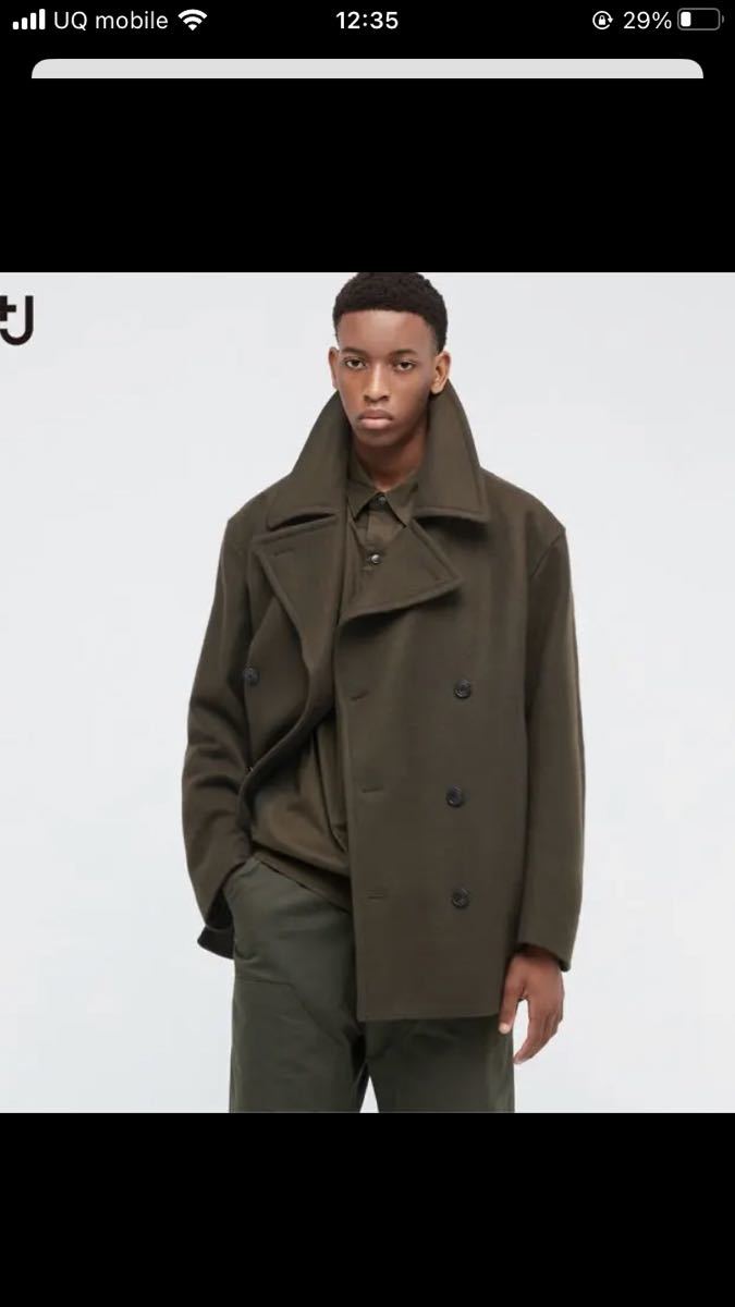 UNIQLO+J ウールブレンドオーバーサイズピーコート M オリーブ