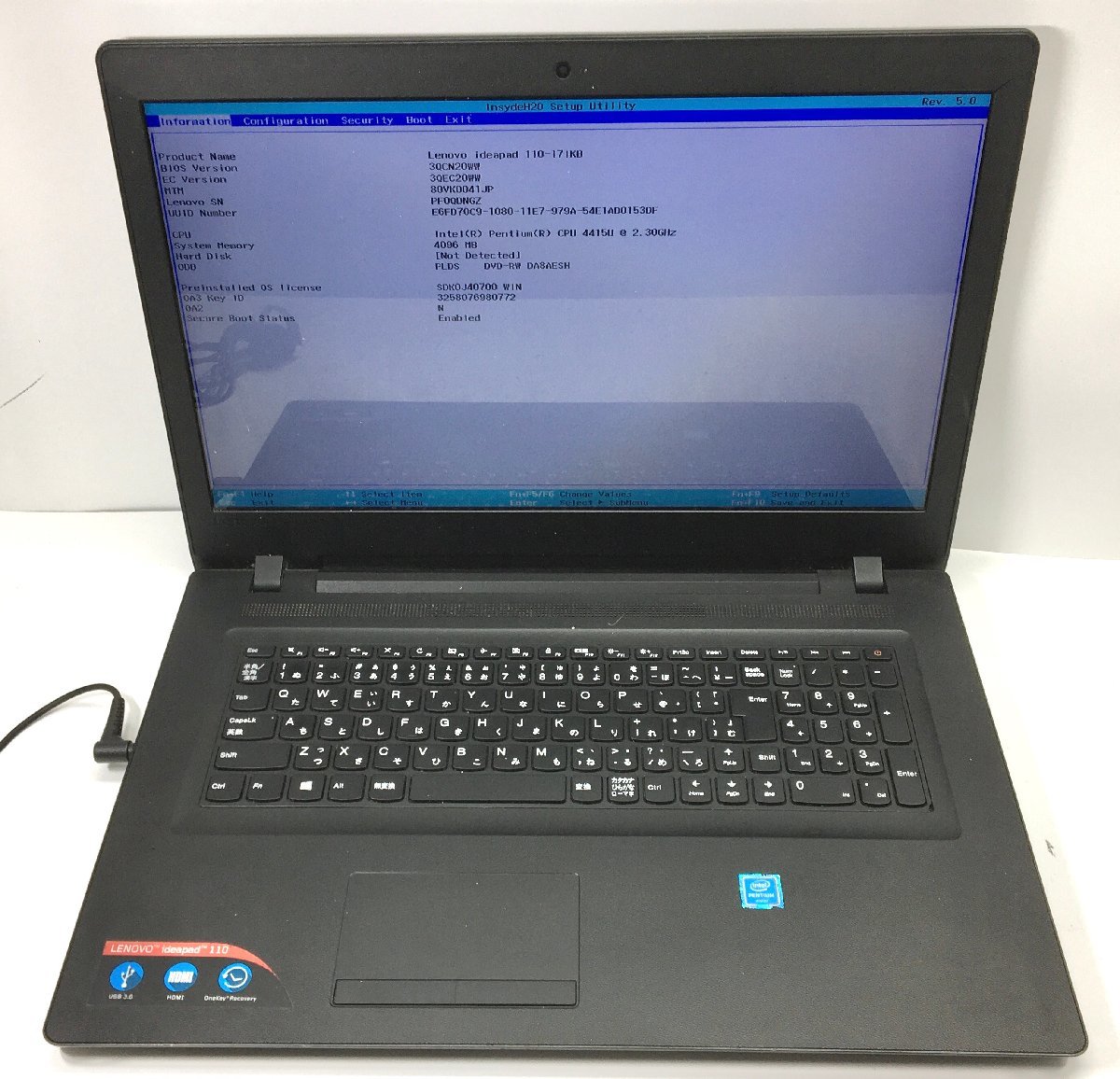 NT: Lenovo IdeaPad 110-17IKB Pentium 4415U 2.30GH /4GB 無線マルチノート　