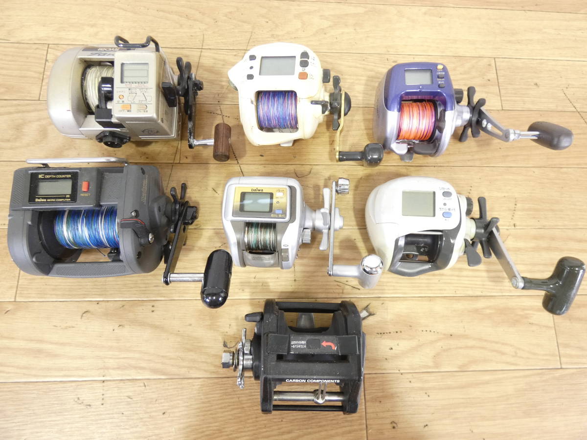 ○船用 手動リール 7点まとめて Daiwa/SHIMANO/RYOBIほか 魚種様々 棚