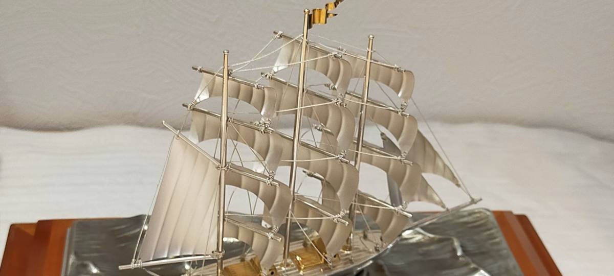 武比古作 SILVER 985 Clipper Ship 銀製 帆前船 4号 ガラスケース有