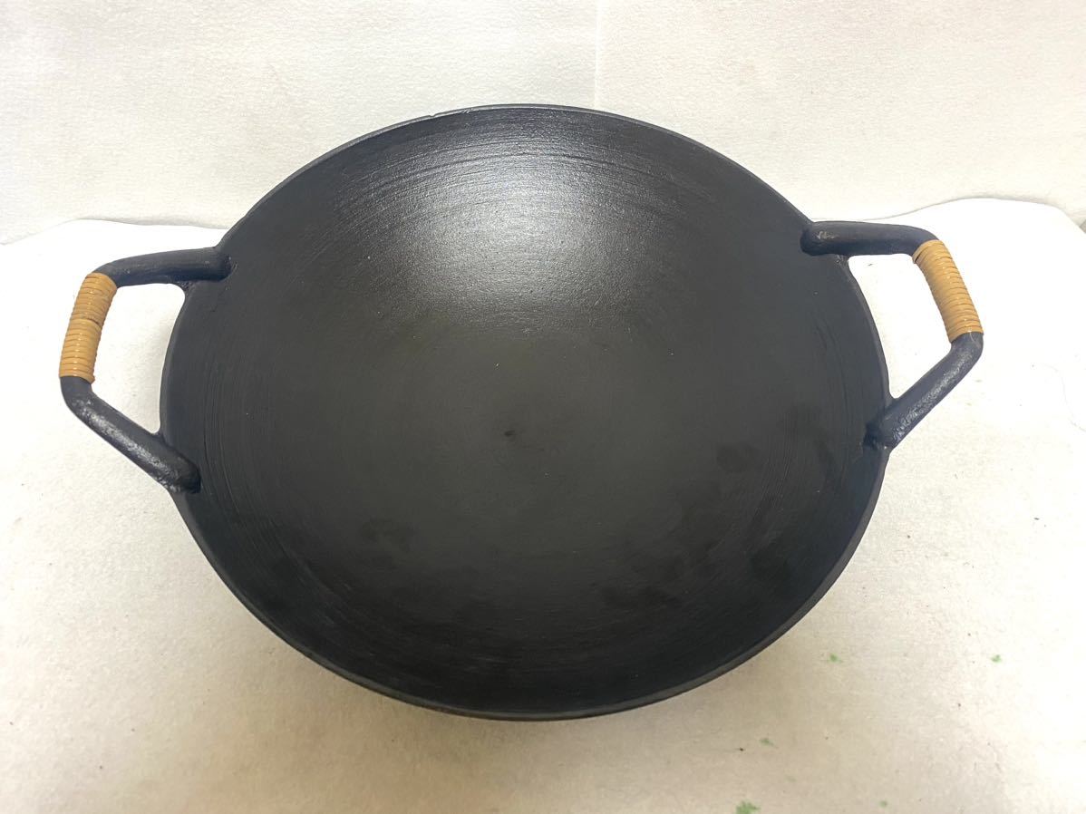 1円 保管品 南部鉄器 盛栄堂 南部鉄鍋 中華鍋 両手鍋 支那鍋 鉄製 鍋