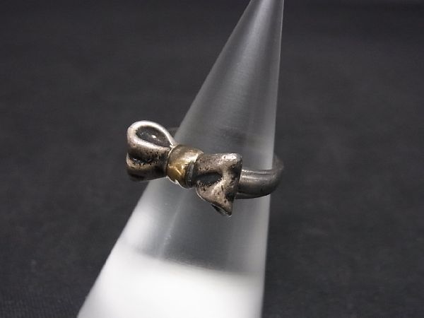 1円 TIFFANY＆Co. ティファニー SV925×K18 750 18金 リボン リング 指輪 約9号 レディース シルバー系×ゴールド系 AM2240
