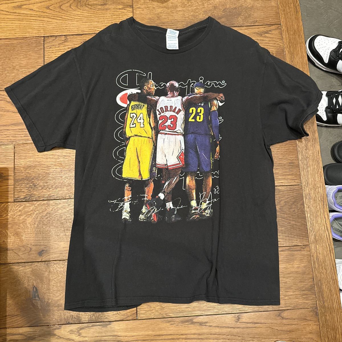 vintage Tee ビンテージ Tシャツ チャンピオン　コービーブライアント　マイケルジョーダン　レブロンジェームズ　黒　XL 1円スタート