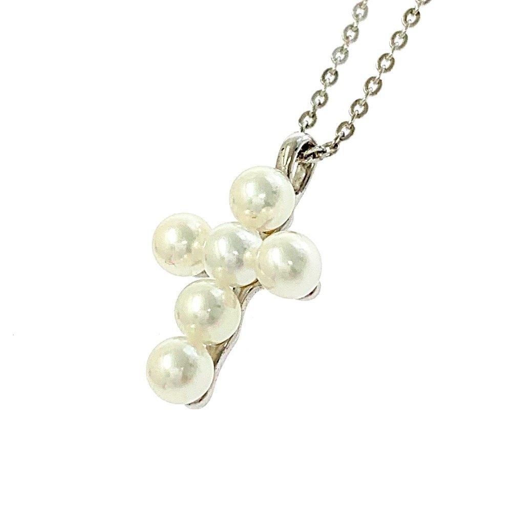 TASAKI タサキ シルバー パール クロス ネックレス レディース 2.4g 