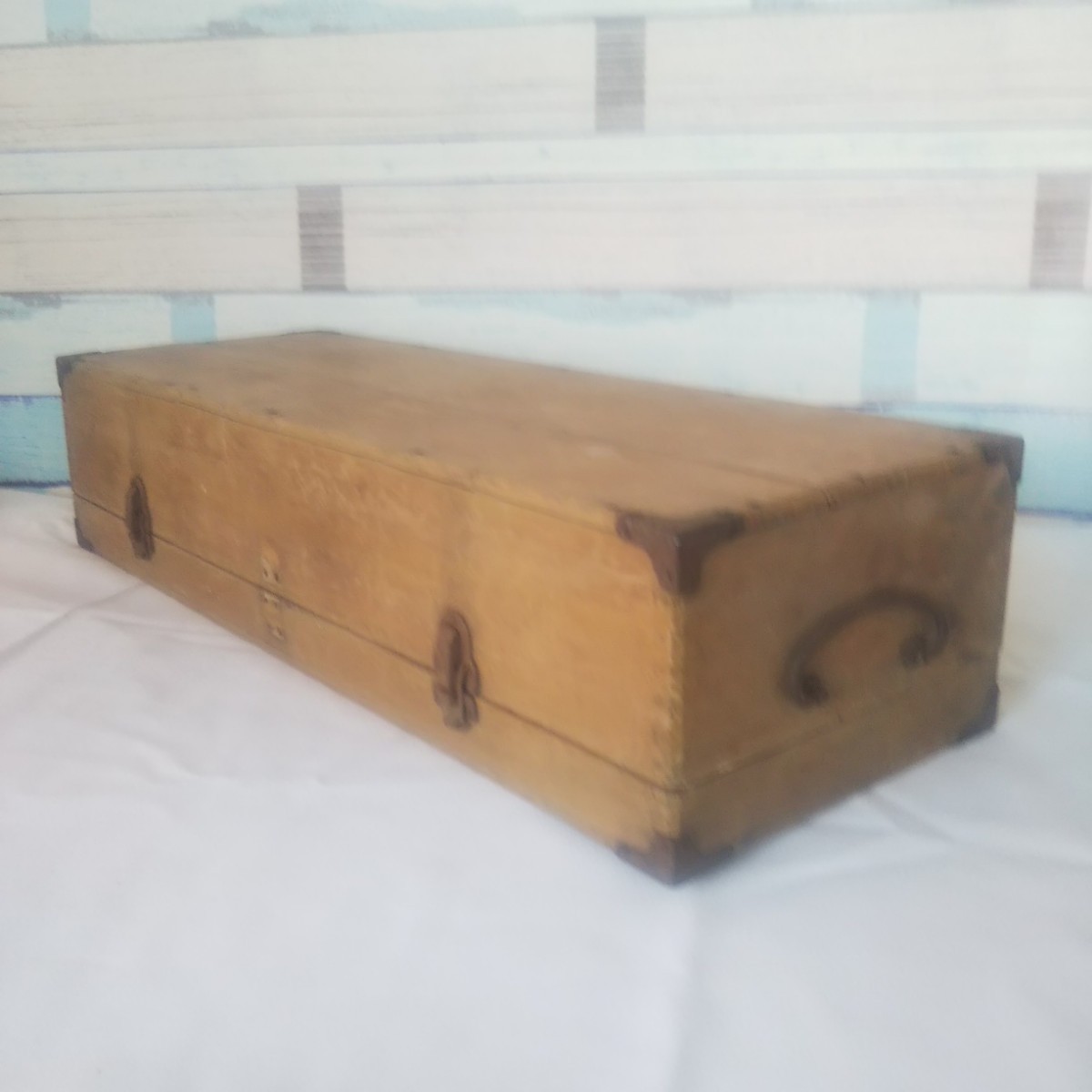 古い工具箱 道具箱 木箱 収納箱 古道具 59㎝×20㎝×高さ13.5㎝ 昭和 