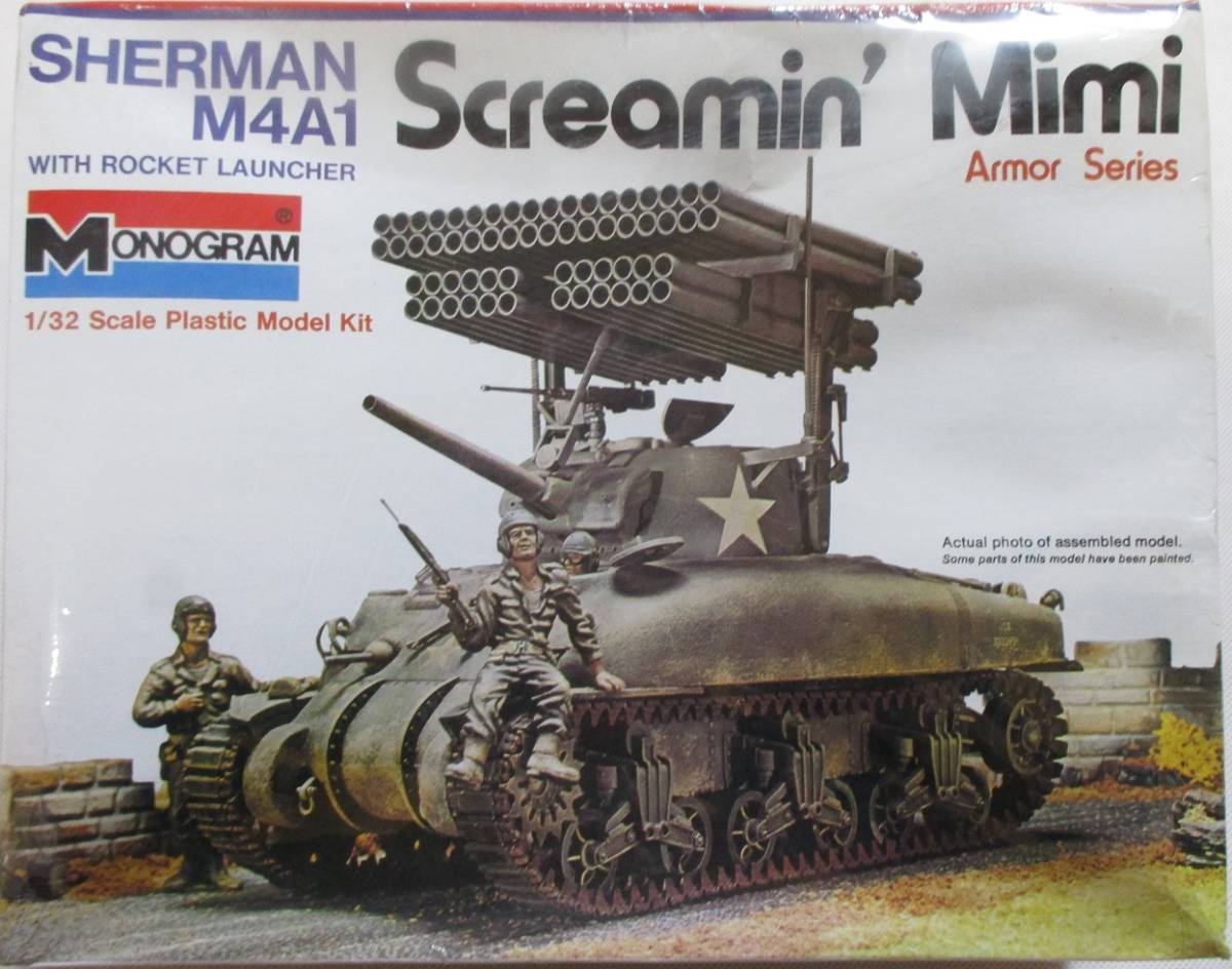 モノグラム（MONOGRAM）1/32 アメリカ陸軍 М4A1シャーマン中戦車 W/T34カリオペ スクリーミン・ミミ シェパード・ペイン箱絵 1997年再販！