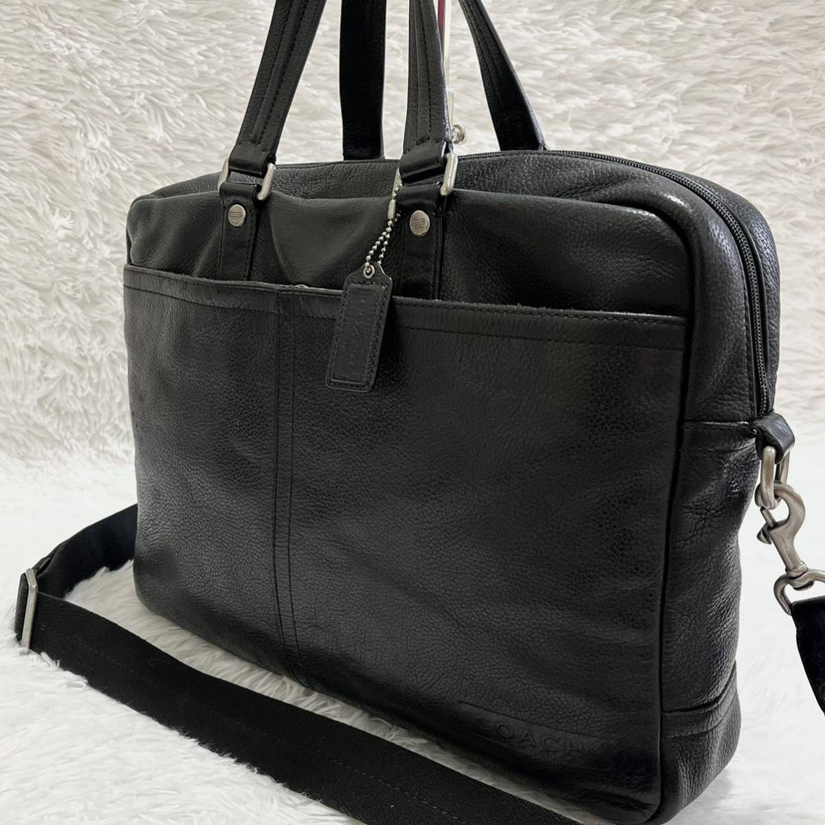 美品✨COACH コーチ シボ レザー ビジネスバッグ ブリーフケース 2WAY COACH 2WAYブリーフケース シボ革 シボレザー 本革 コーチメンズ