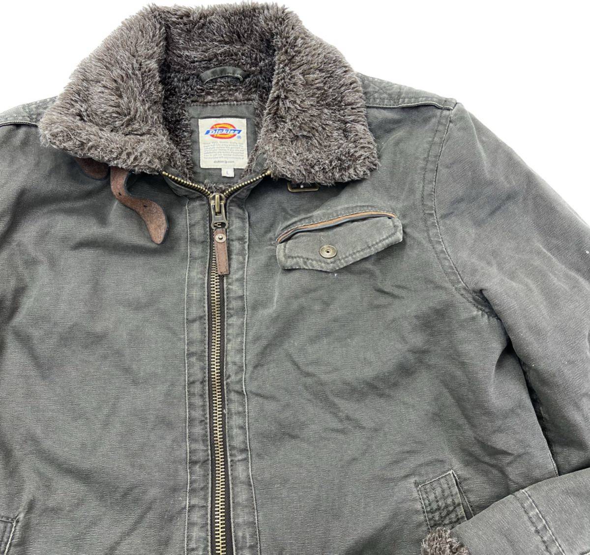 Dickies ☆ 極暖◎ ボア ジャケット ブルゾン L グレー 無骨 ワーク 