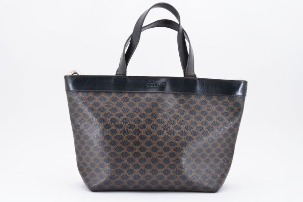 1円 CELINE ヴィンテージ セリーヌ マカダム PVC レザー トートバッグ 