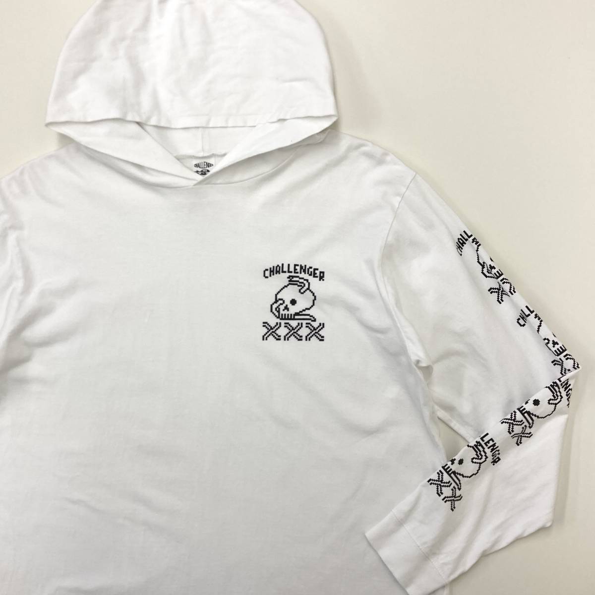 CHALLENGER 袖プリ 長袖 Tシャツ パーカー ホワイト 白 Lサイズ 
