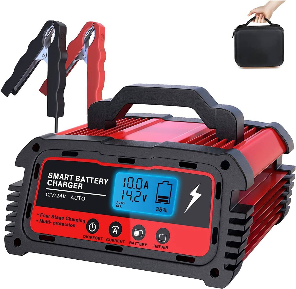 R5/LST 12V/24V用 バッテリー充電器 カーバッテリーチャージャー 全自動 大電流5A/10A/20A選択可能 20-240AH適合 自動車 トラック用