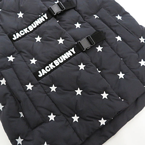ジャックバニー　ゴルフ　ダウンジャケット　ダウンベスト　黒　レディースＭ　極美品 格安】1，000円～ JACK BUNNY ジャックバニー ダウン ジップベスト 星