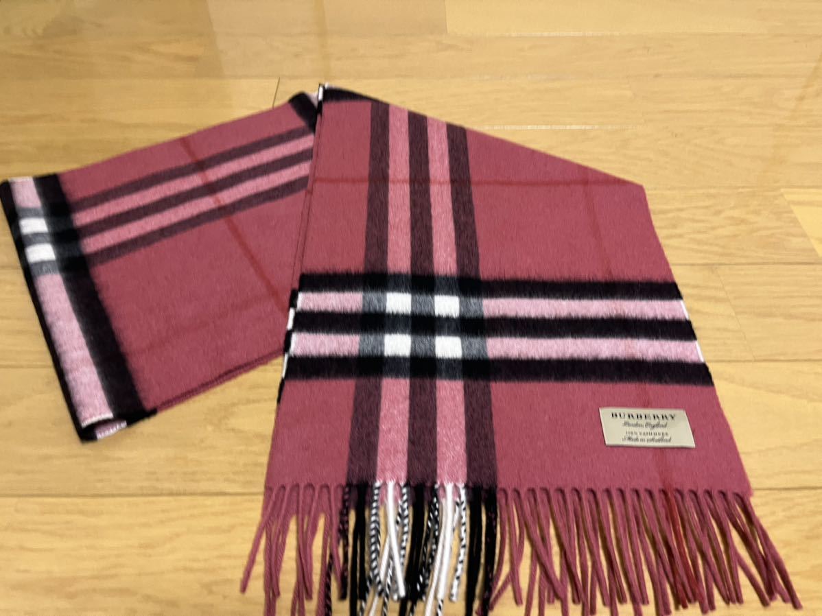 BURBERRY バーバリー マフラー カシミア100％ ピンク系 美品 送料無料