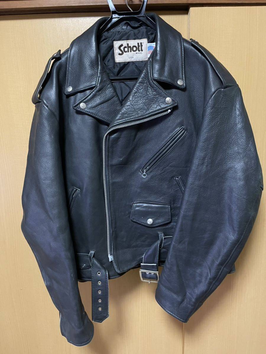 Schott ダブルライダース レザージャケット モーターサイクル 希少サイズ50 4Lから5L