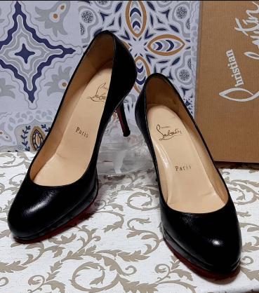 限定SALE，品質保証 クリスチャンルブタン Christian Louboutin パンプス ヒール プレーントゥ 黒ｘ赤 22.5cm(35.5)｜売買されたオークション情報、yahooの商品情報をアーカイブ公開 - オークファン 女性用