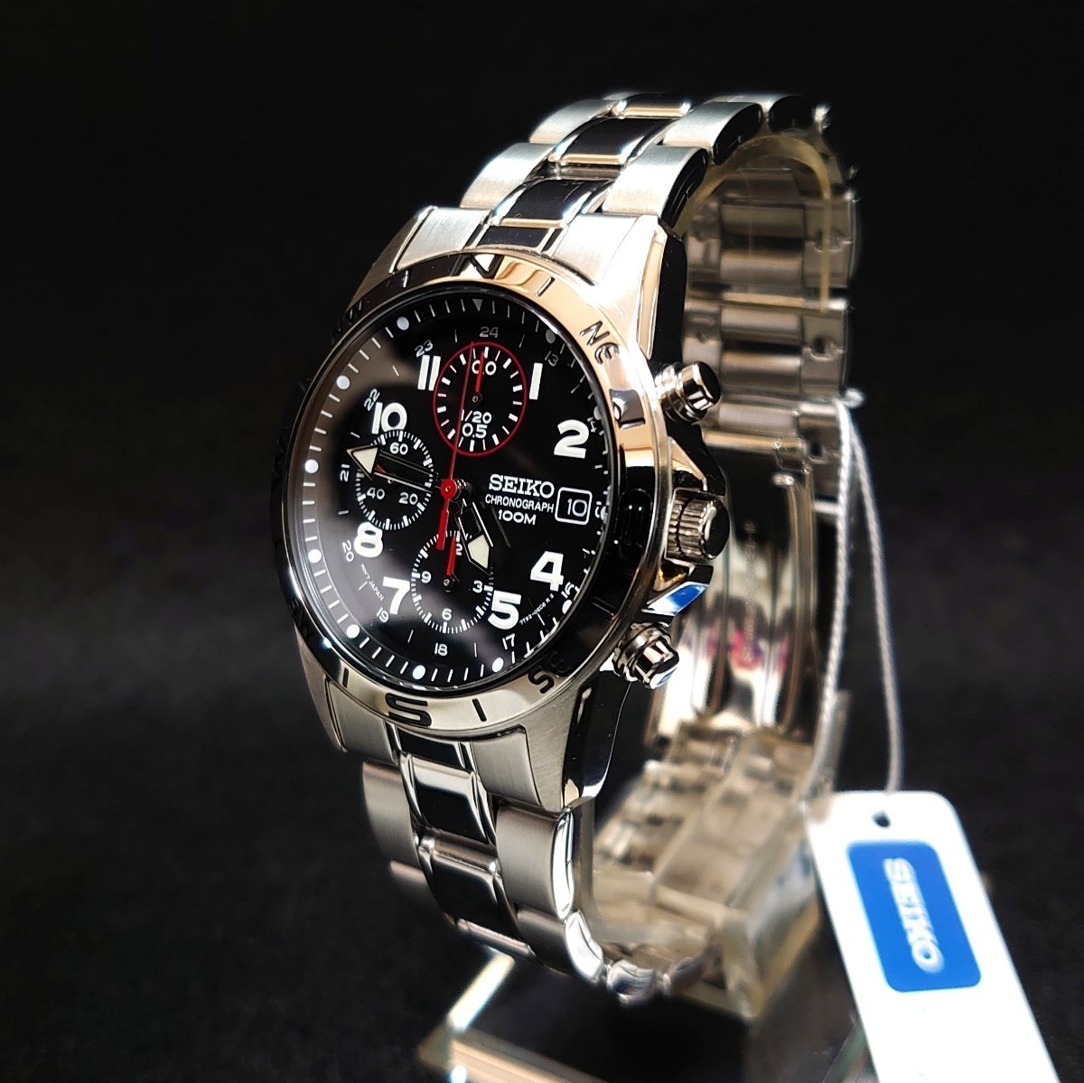 SEIKO セイコー メンズ 腕時計 3カウンター クロノグラフ クォーツ 赤 