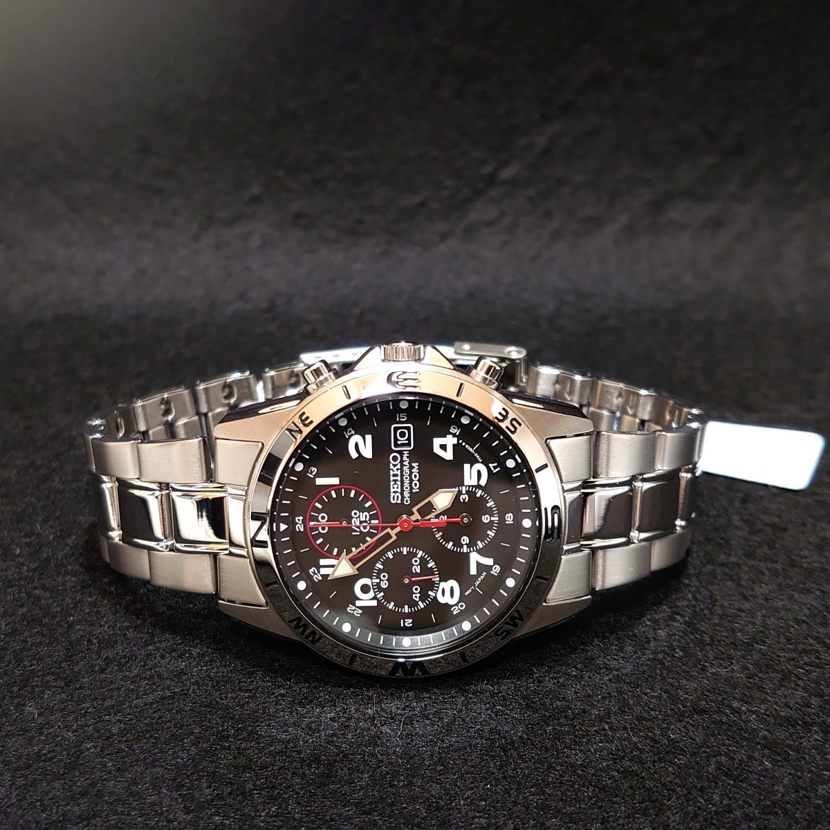 SEIKO セイコー メンズ 腕時計 3カウンター クロノグラフ クォーツ 赤 