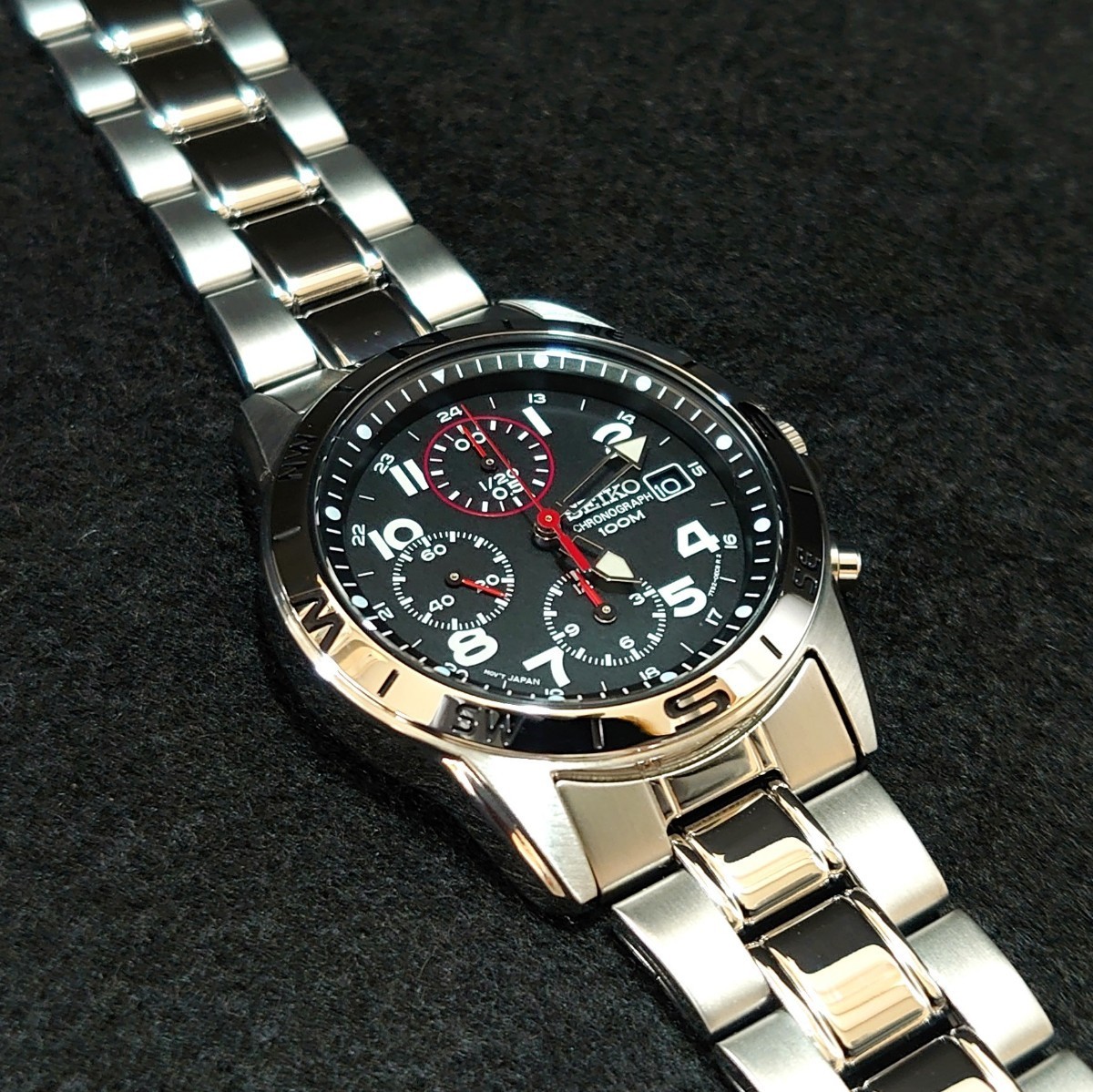 SEIKO セイコー メンズ 腕時計 3カウンター クロノグラフ クォーツ 赤 