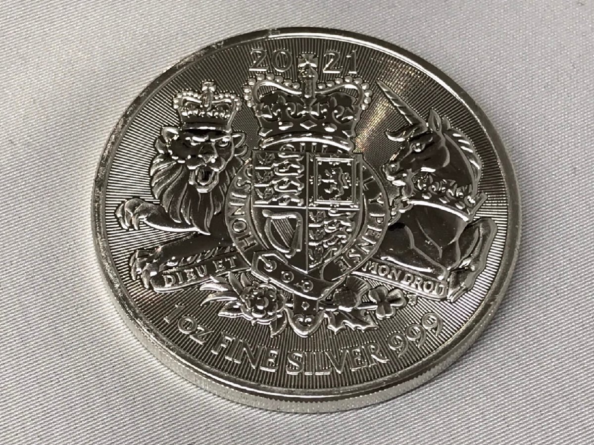 イギリス ２ポンド銀貨 2021年 ロイヤルアームズ ライオン ユニコーン