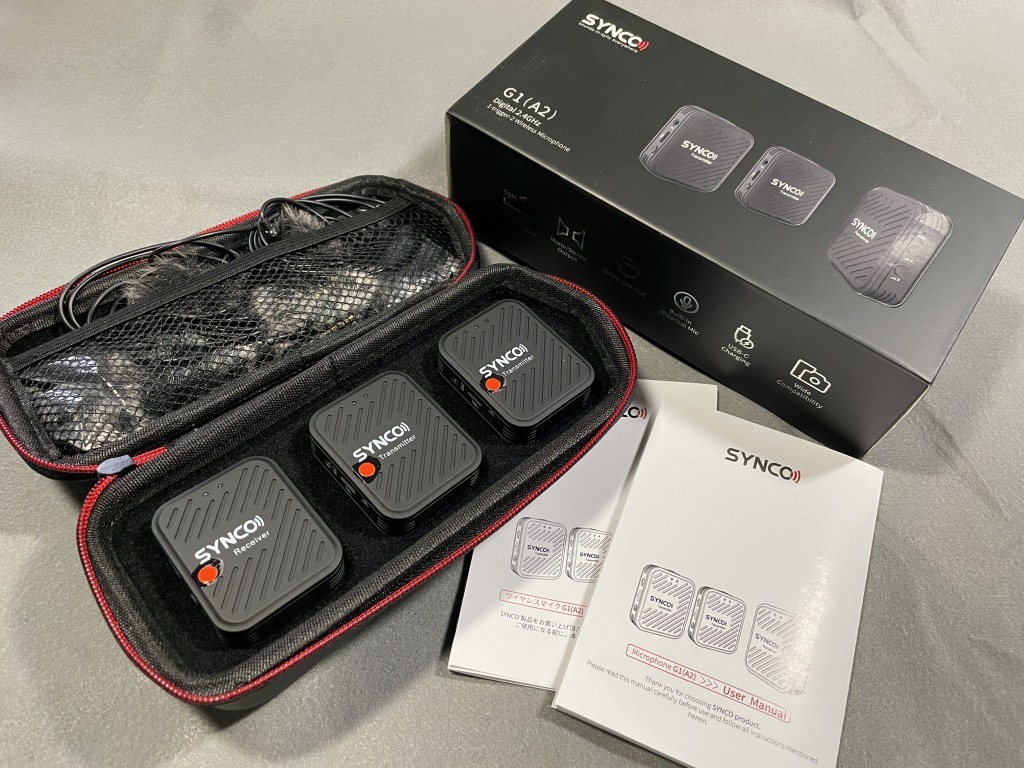 ワイヤレスマイク★SYNCO G1A2一眼レフカメラ/パソコン/iPhone/Androidスマホ用 ワイヤレスピンマイク 自動ペアリング ストレスなく使える 