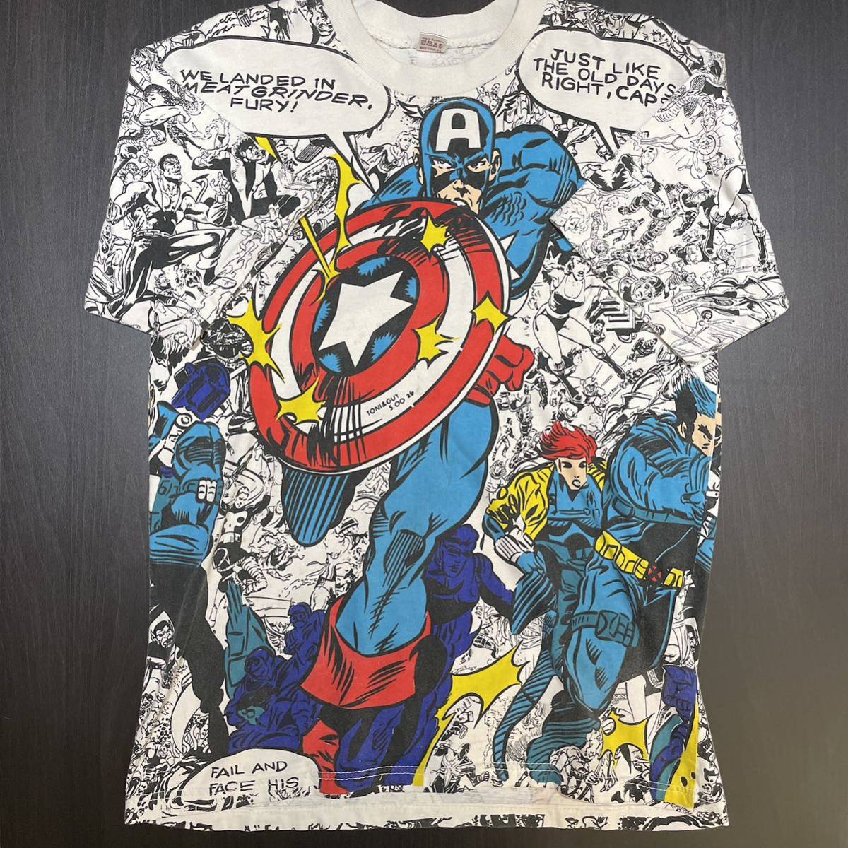 ヴィンテージ キャプテンアメリカ tシャツ AOP 総柄 marvel マーベル 