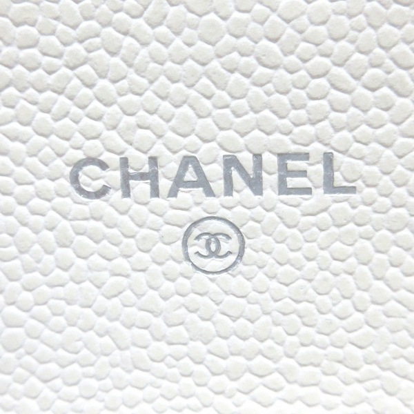 シャネル CHANEL カードケース - キャビアスキン 白 シルバー金具 30