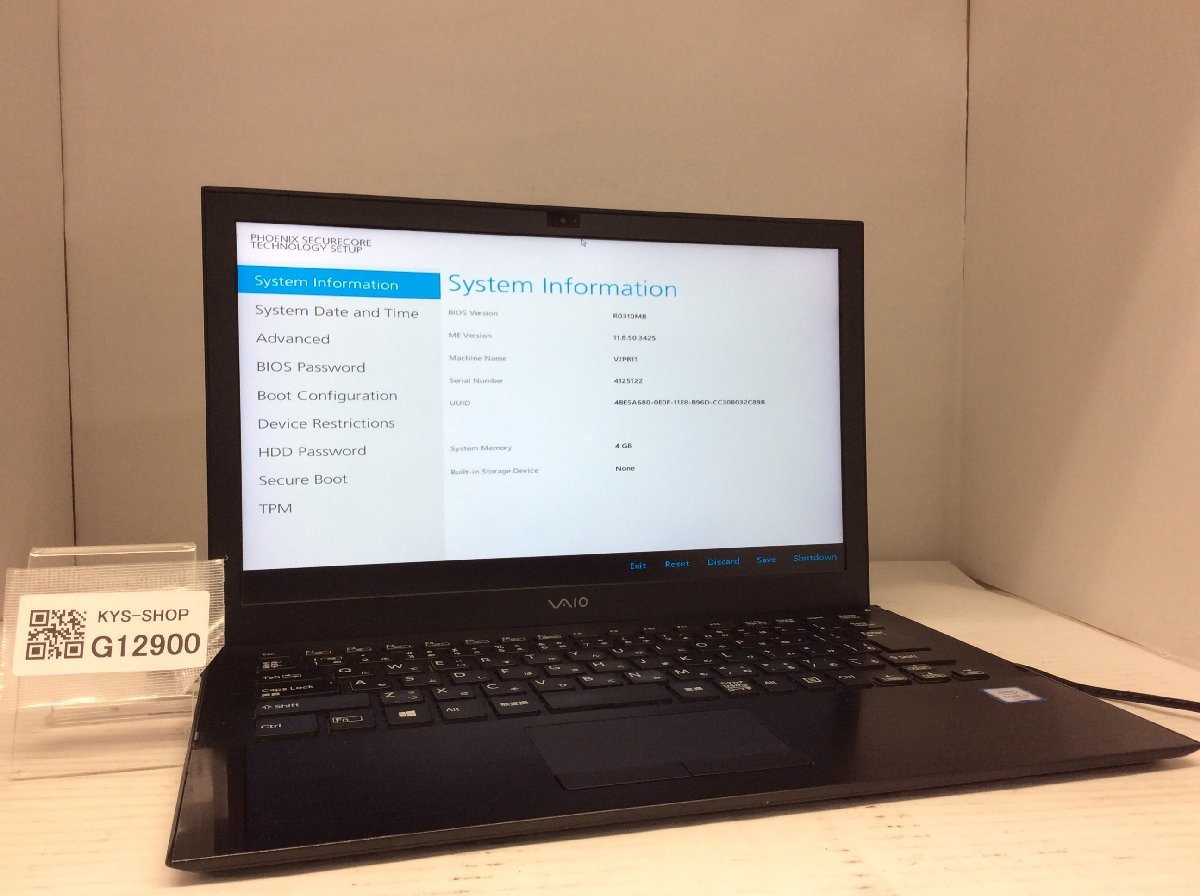 ジャンク/ VAIO VJPB11 Intel Core i3-6100U メモリ4.1GB ストレージ無し 【G12900】