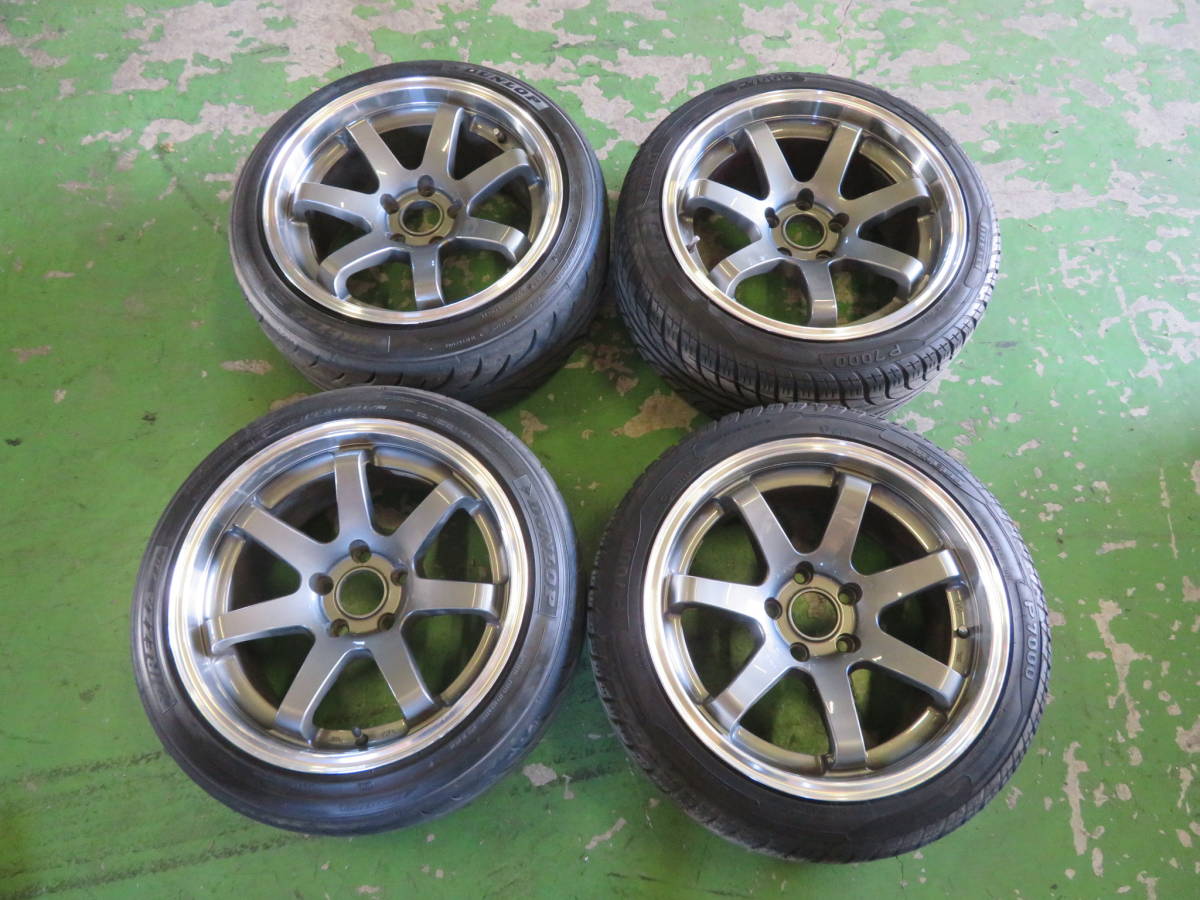 社外 17インチ 9J+30 5 x 114.3 215/45 ホイール 4本セット タイヤ付 