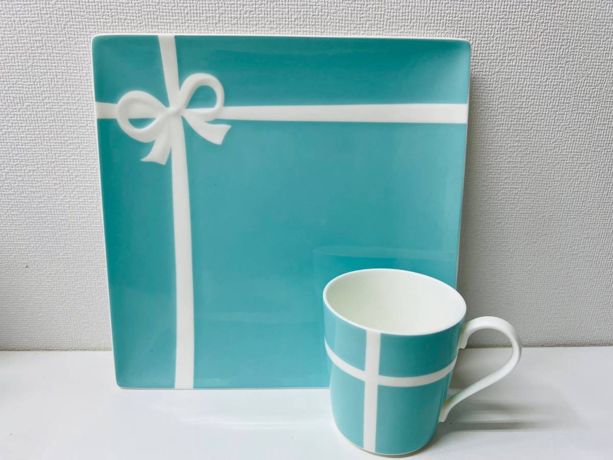 EB-4468】1円～ TIFFANY ティファニー ブルーボウ マグカップ お皿