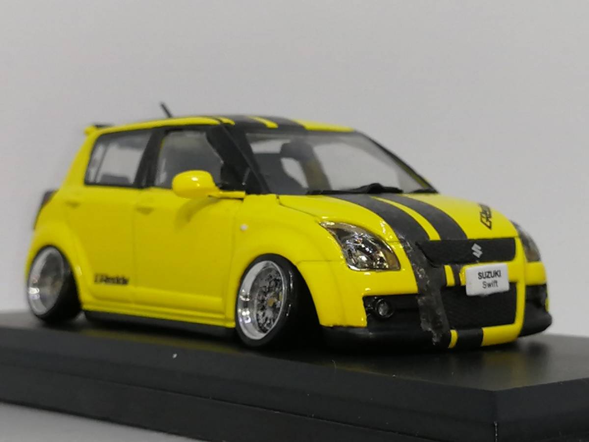1/43 ノレブ Suzuki Swift Sport (2003) 改 アルミ 深リム ローダウン 改造 スイフト デカール マフラー カスタム 国産名車