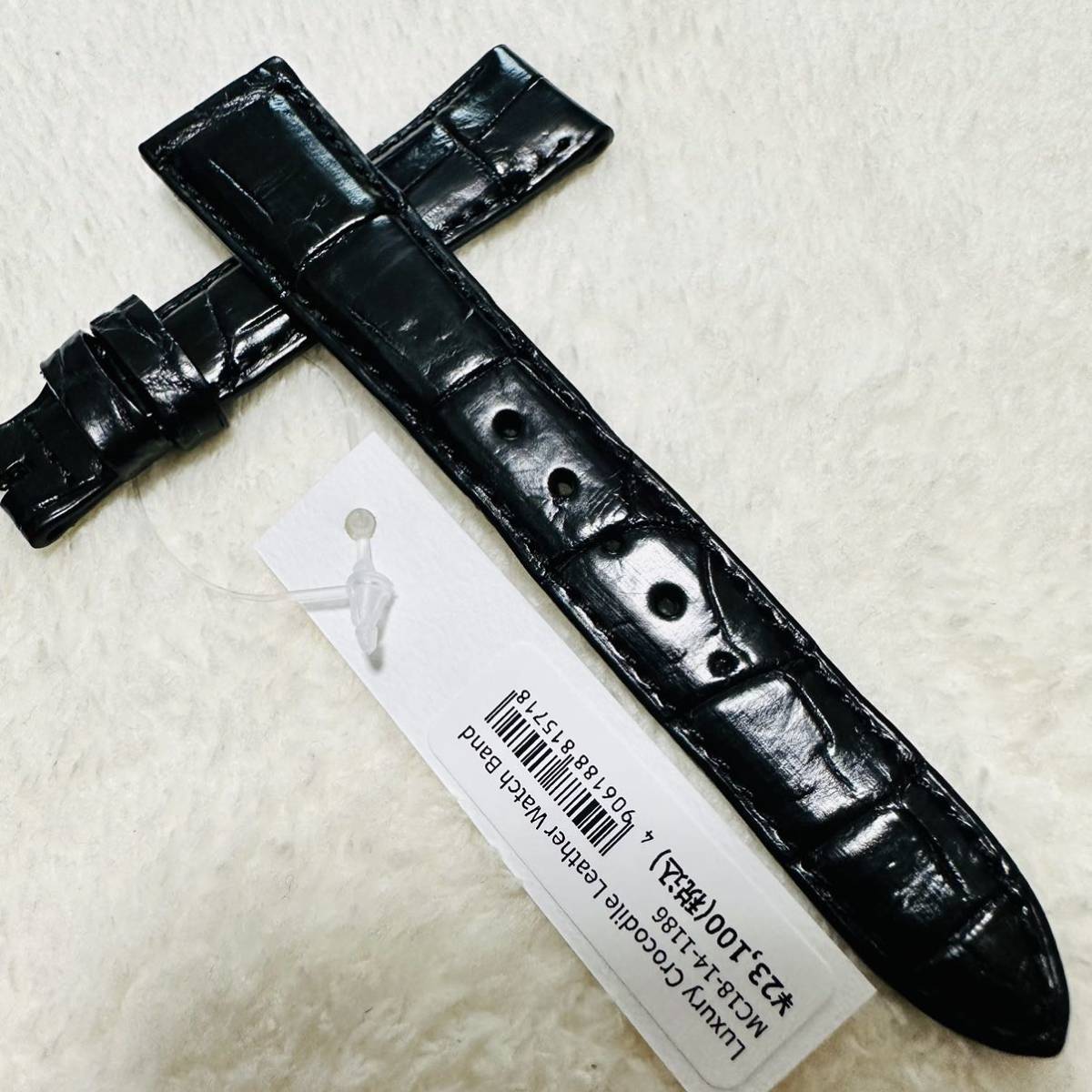 1186#18mm-14mmブラック★本物クロコダイル腕時計用ベルト