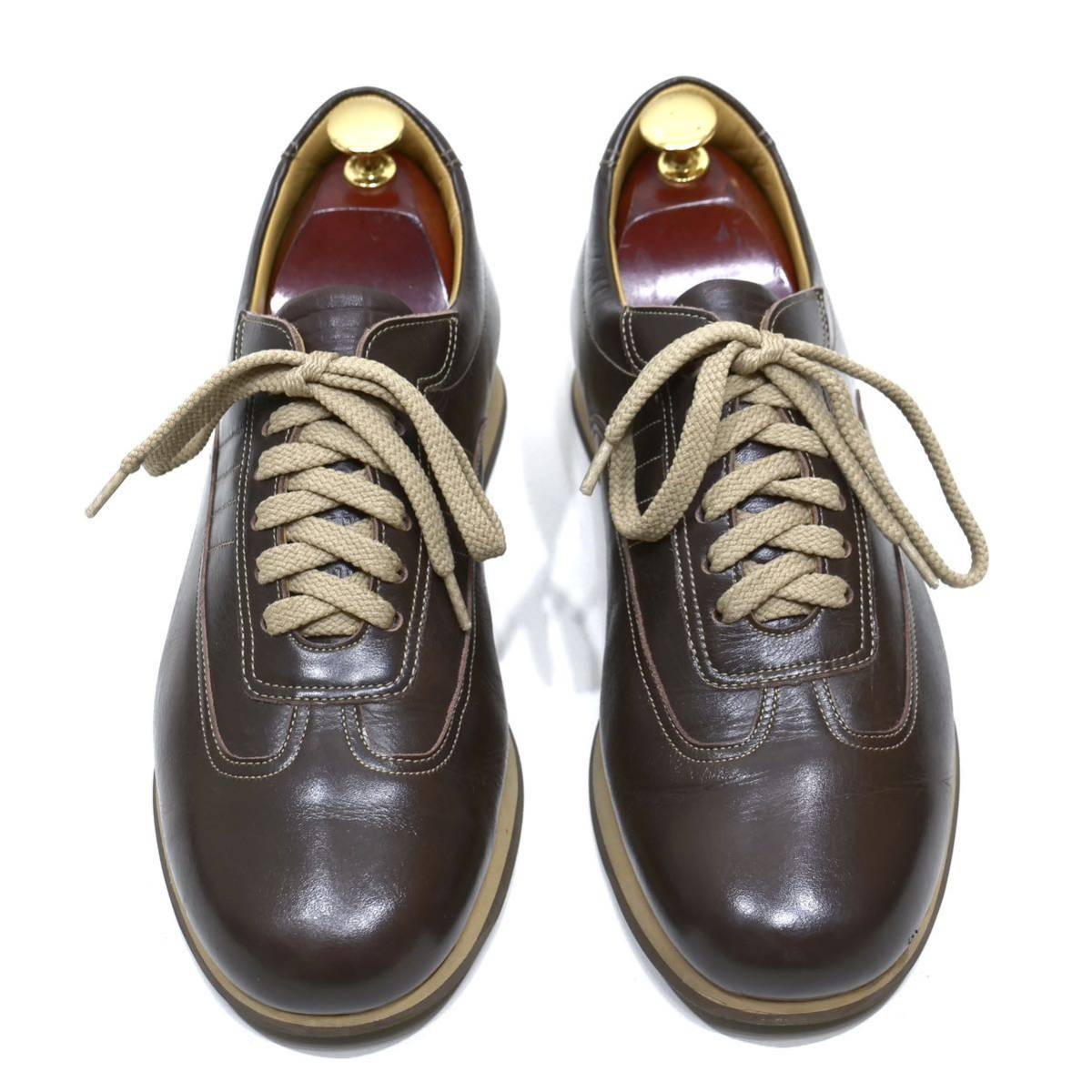 良品◎/日本製》BURBERRY バーバリー ブラウン レザースニーカー 24 