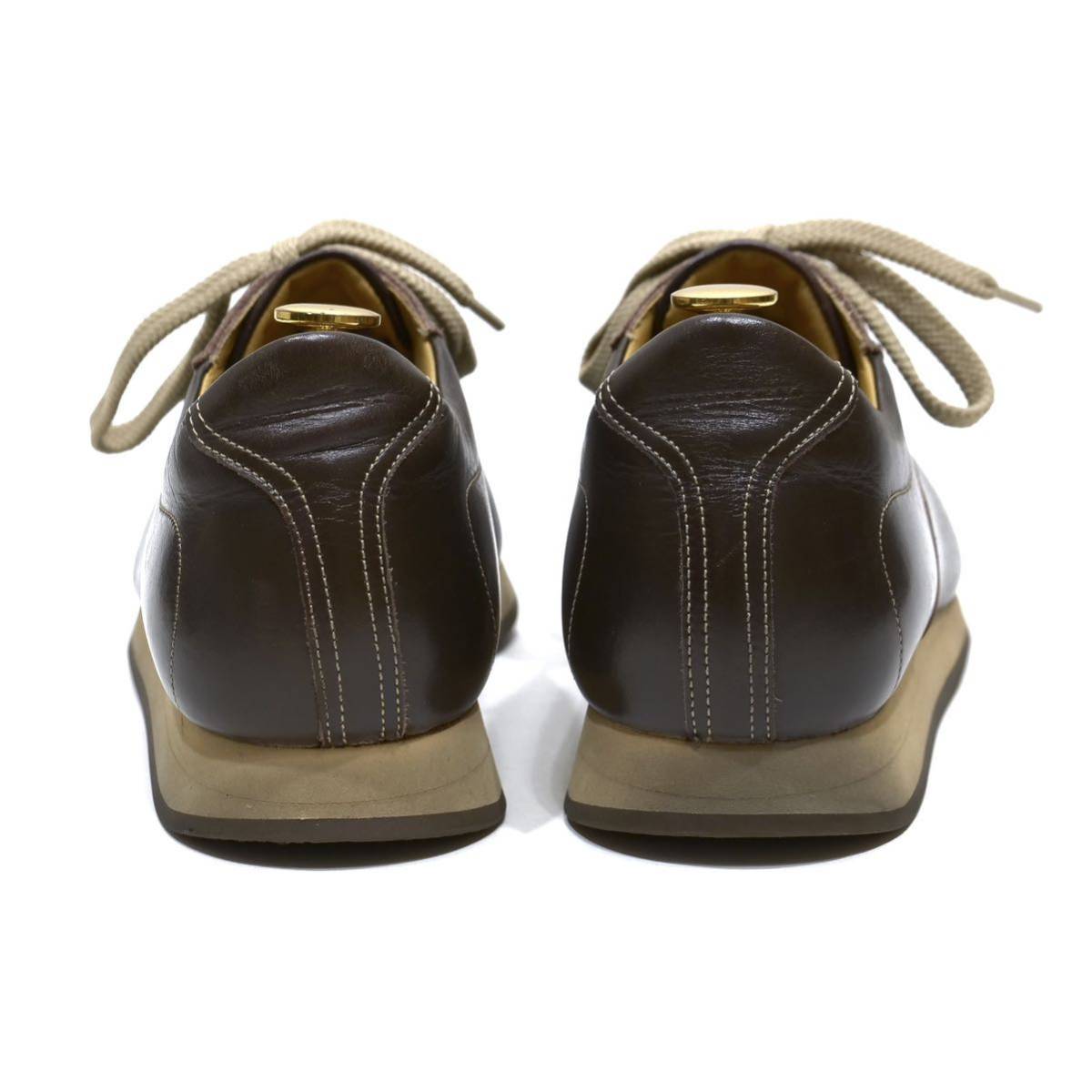 良品◎/日本製》BURBERRY バーバリー ブラウン レザースニーカー 24 