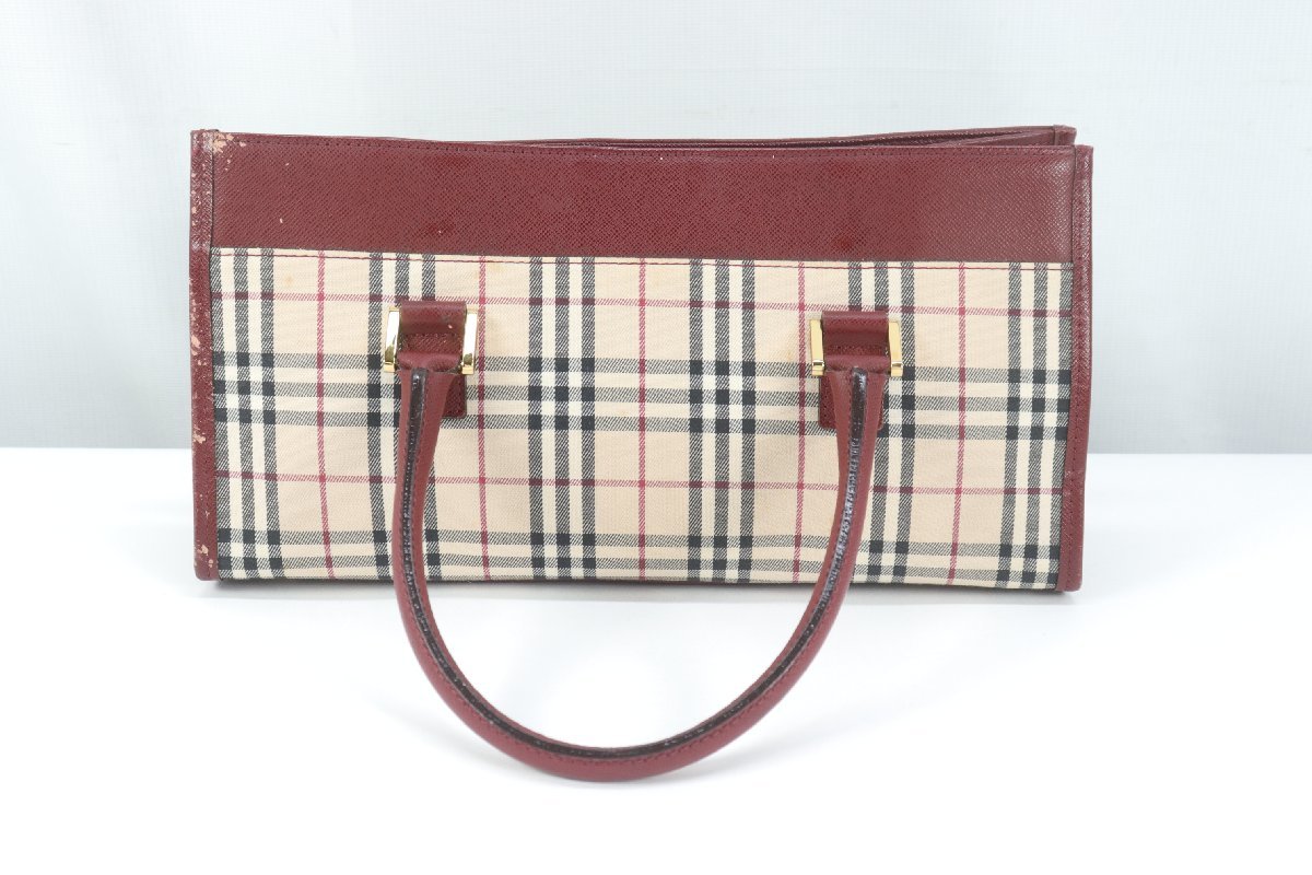 BURBERRY バーバリー ノバチェック ハンドバッグ ワインレッド