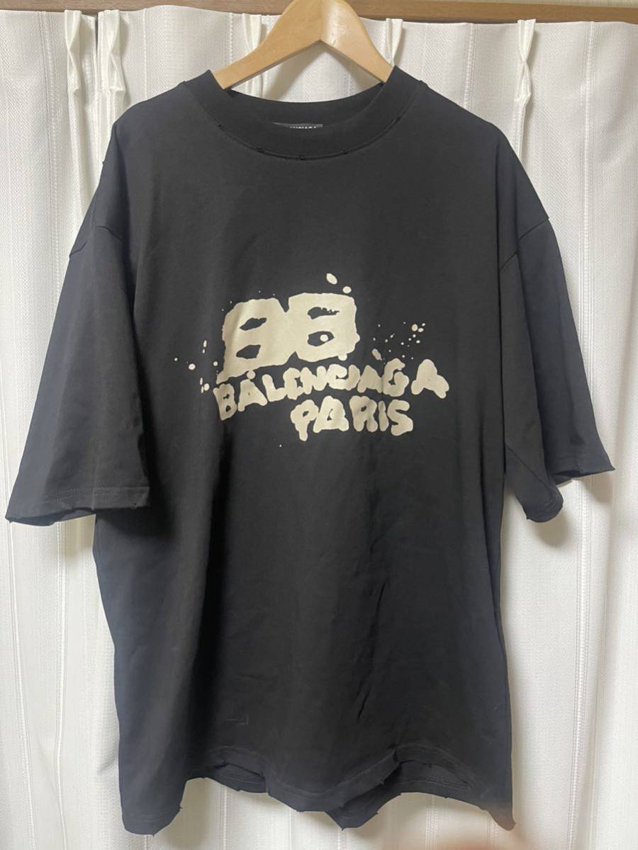 バレンシアガ BALENCIAGA HAND DRAWN BB ICONTシャツ Tシャツ ブラック