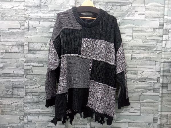 CIVARIZE/シヴァーライズ/ニットプルオーバー/ケーブル/パッチワーク/ダメージ/CV21-R02/ブラック/グレー/メンズ/フリーサイズ