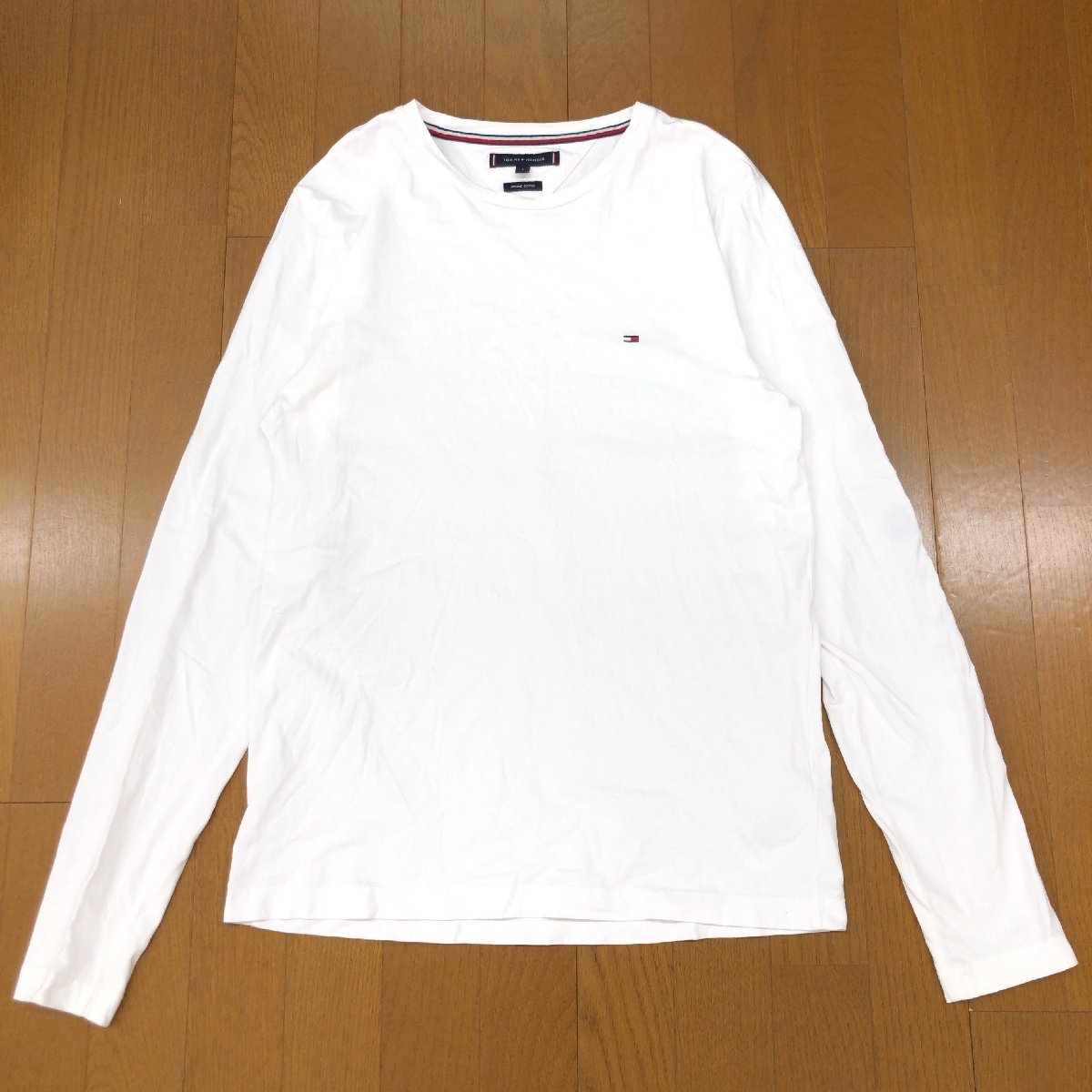TOMMY HILFIGER トミーヒルフィガー ロゴ刺繍 コットン Tシャツ L 白
