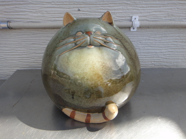 ●USED美品 猫・ねこ・ネコ 置物 陶器製 オブジェ 約26cm