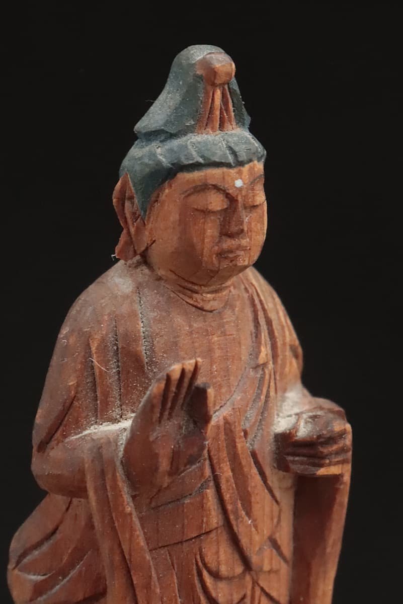 EM634 小振 木造観音菩薩像 全高9.3cm⁄仏高5.5cm 錺