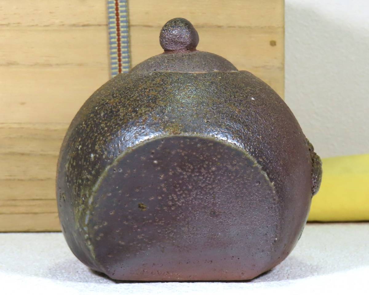 ◇江戸期 古備前 扁壷 完品 時代木箱入◇ e1862 古備前