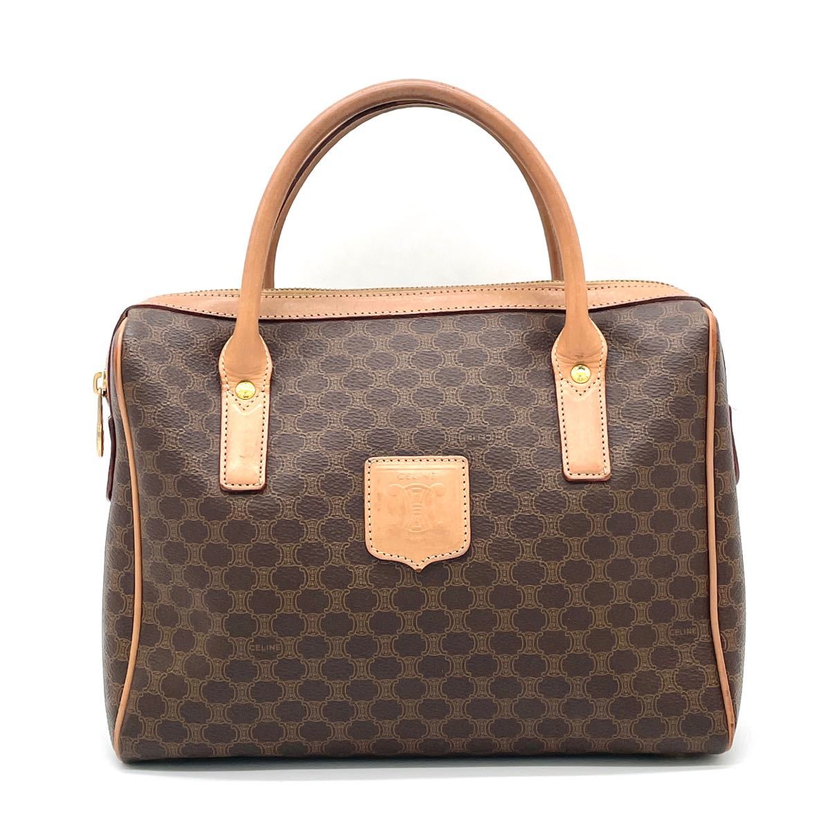 1円 美品 CELINE セリーヌ マカダム ブラゾンロゴ ブラウン ミニ 