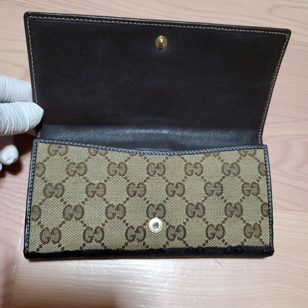 グッチ 長財布 GG キャンバス オールド Wホック財布 ファッション く
