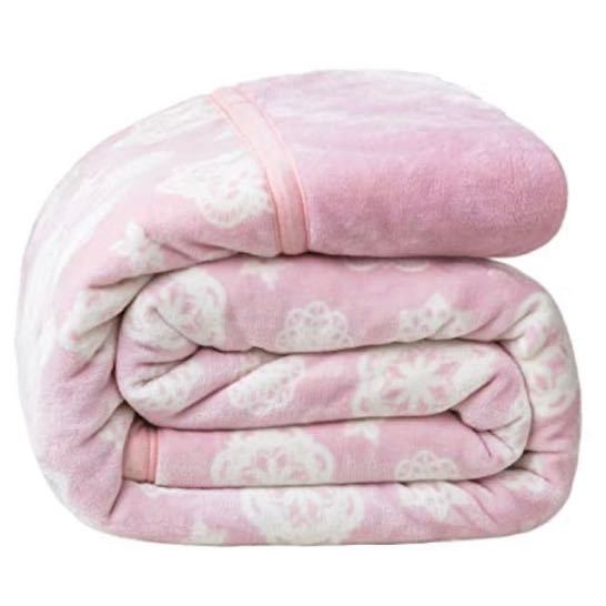 ★ VK Living 毛布 二枚合わせ シングル あったか 厚手 掛け毛布 吸湿発熱 ふわふわ ブランケット 襟付き 140x200cmピンク　【新品未使用】