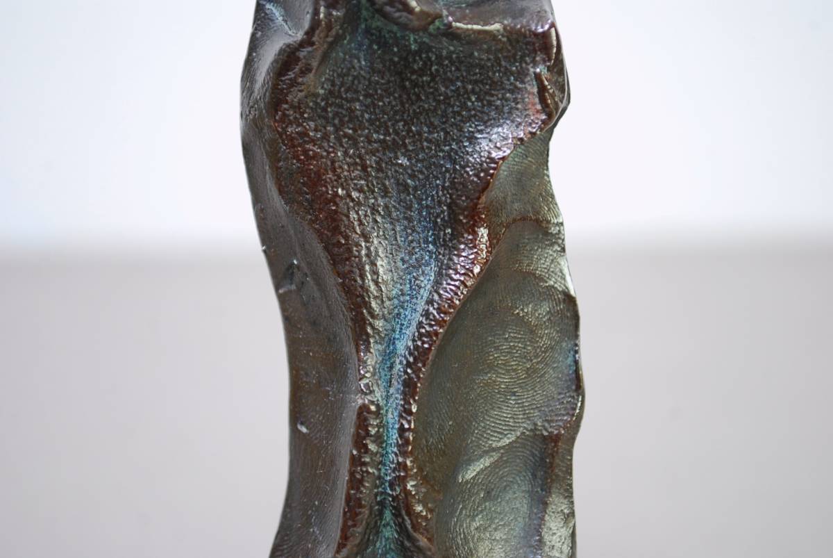 池田満寿夫作 万葉人 ブロンズ 銅像 高さ18.5cm 共箱／検索 置物 彫刻 