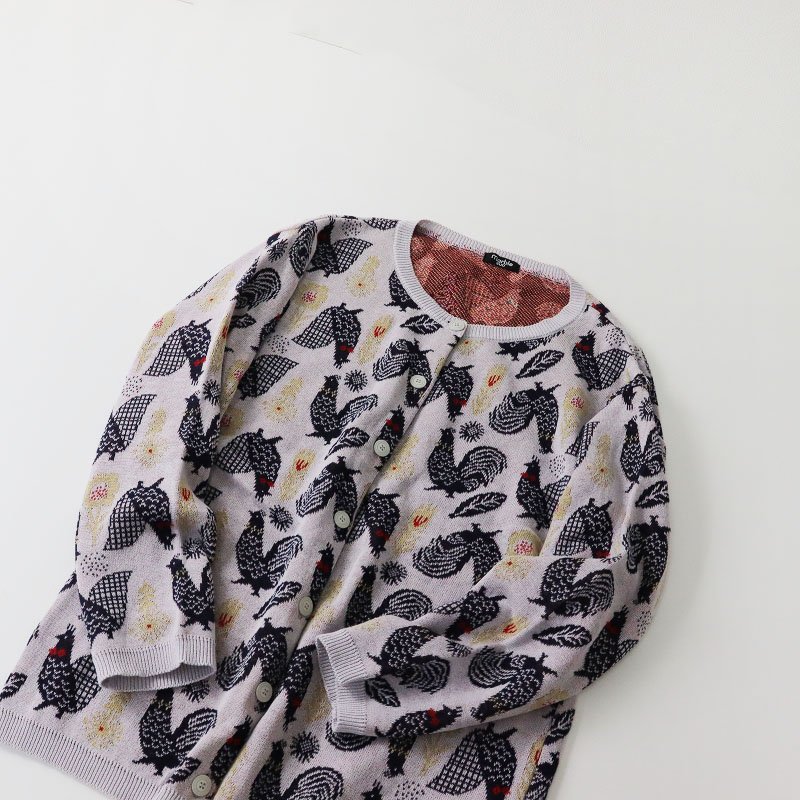 美品 マーブルシュッド marble SUD CLUCK JQ ジャガード ニットカーディガン /ライトグレー系 ハオリ 羽織【2400013535939】
