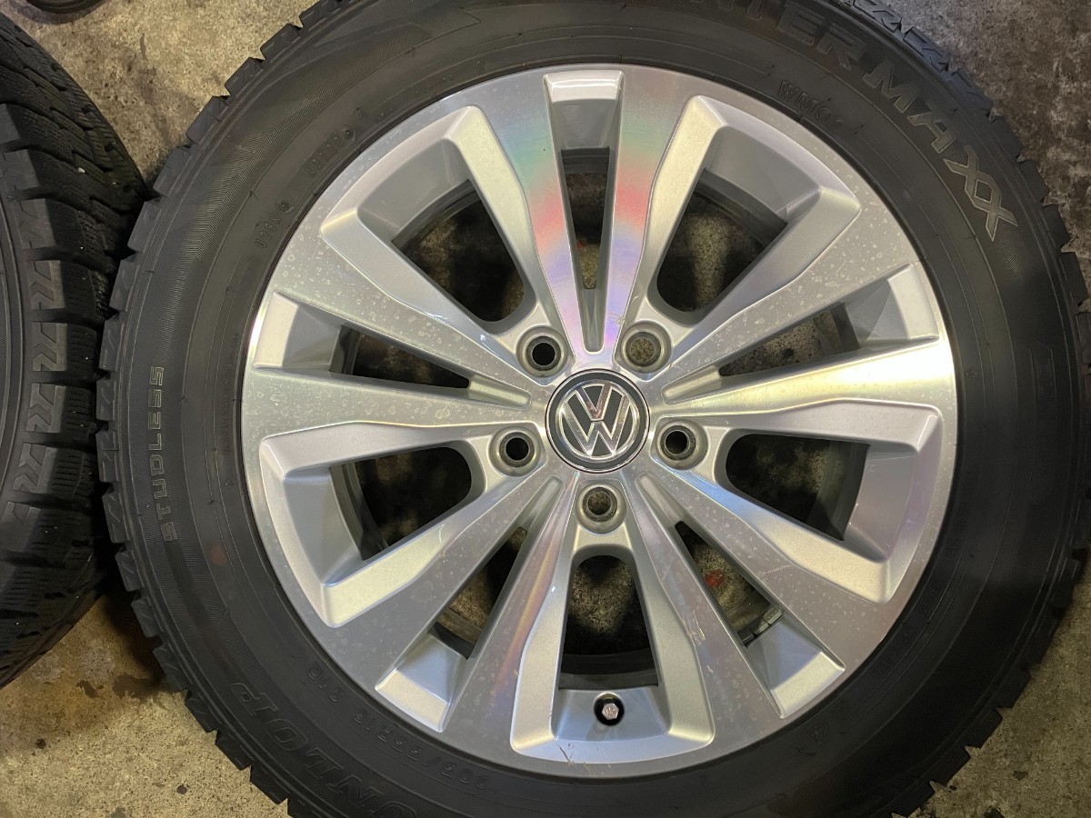 中古美品 VW ゴルフ 7 スタッドレス純正ホイールセット4本 205 